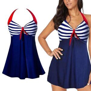 Rockabilly Pin-up Girl Retro Patriotic One-Piece Swimsuit Size LG - BRAND NEW